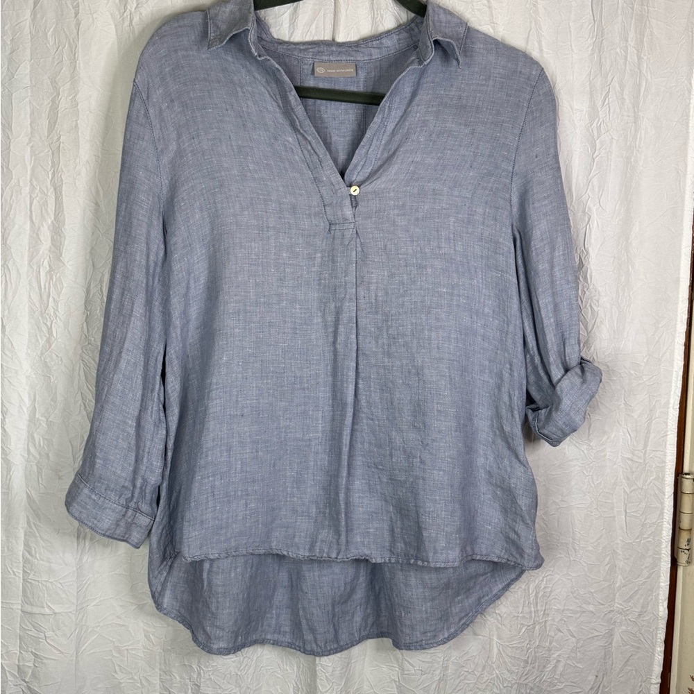 Linen Casual Light Blue Button Down Shirt